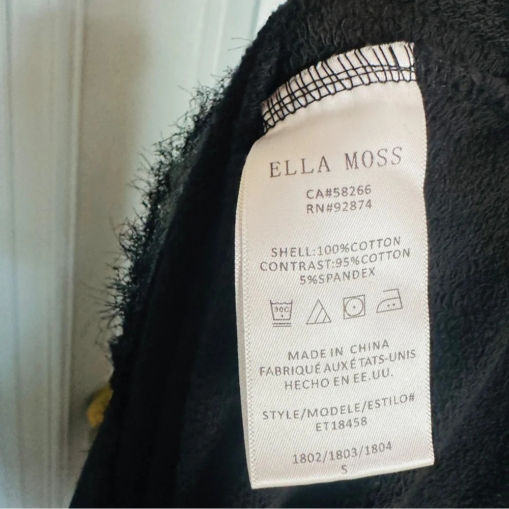 NEW Ella Moss Floral Stitch Lace Black Crew Neck Sweatshirt - Picture 9 of 9